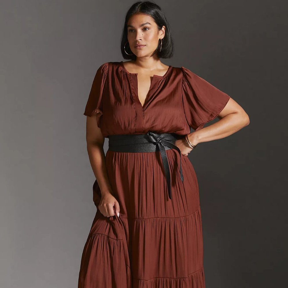 The Somerset Satin Maxi Dress - Brown